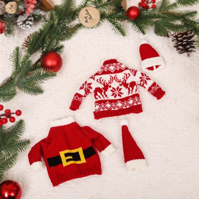 Acrylic Wool Knitted Christmas Wine Bottle Set for Restaurant Decor|Home Decor and Holiday Decorations