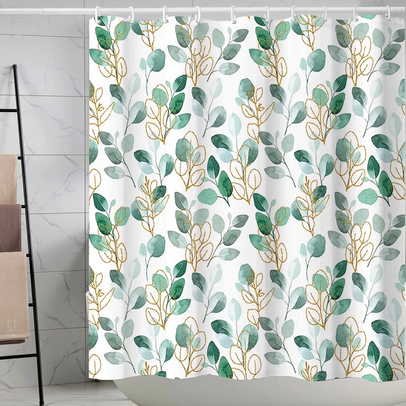Waterproof Tropical Jungle Leaf Shower Curtain with Hooks 3D Printed Polyester for Bathroom|Shower Curtains & Accessories