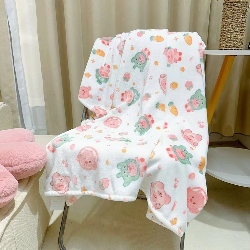 Cozy Cartoon Crayon Plush Flannel Blanket for Autumn Winter | Home & Living Bedding