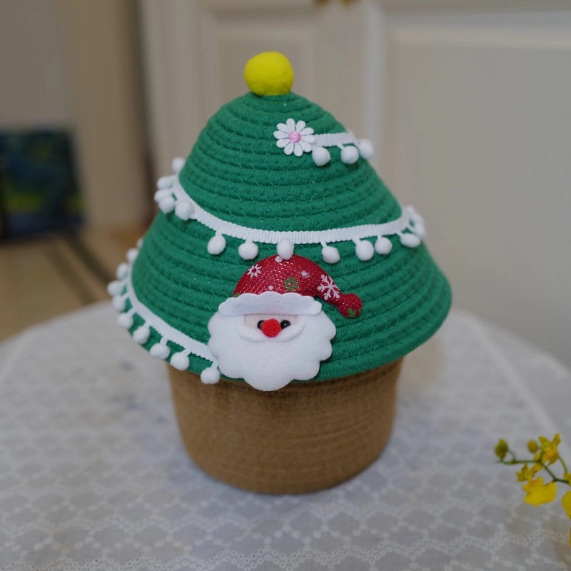 Festive Christmas Tree Cotton Rope Basket for Storage|Home Storage & Organization