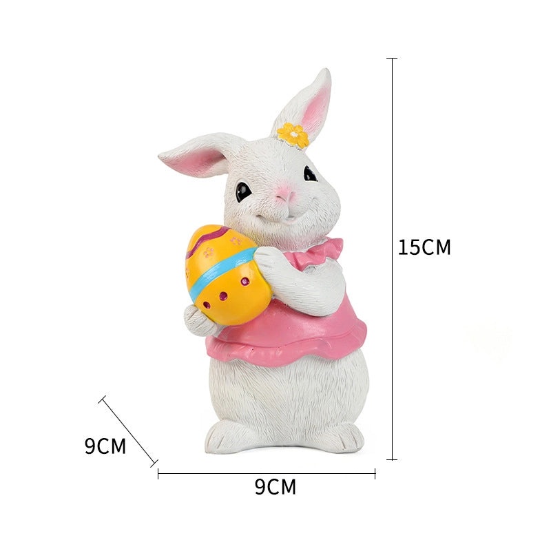 Easter Bunny Resin Figurine Cartoon Style Spring Holiday Table Decor 1 Piece|Home Decor