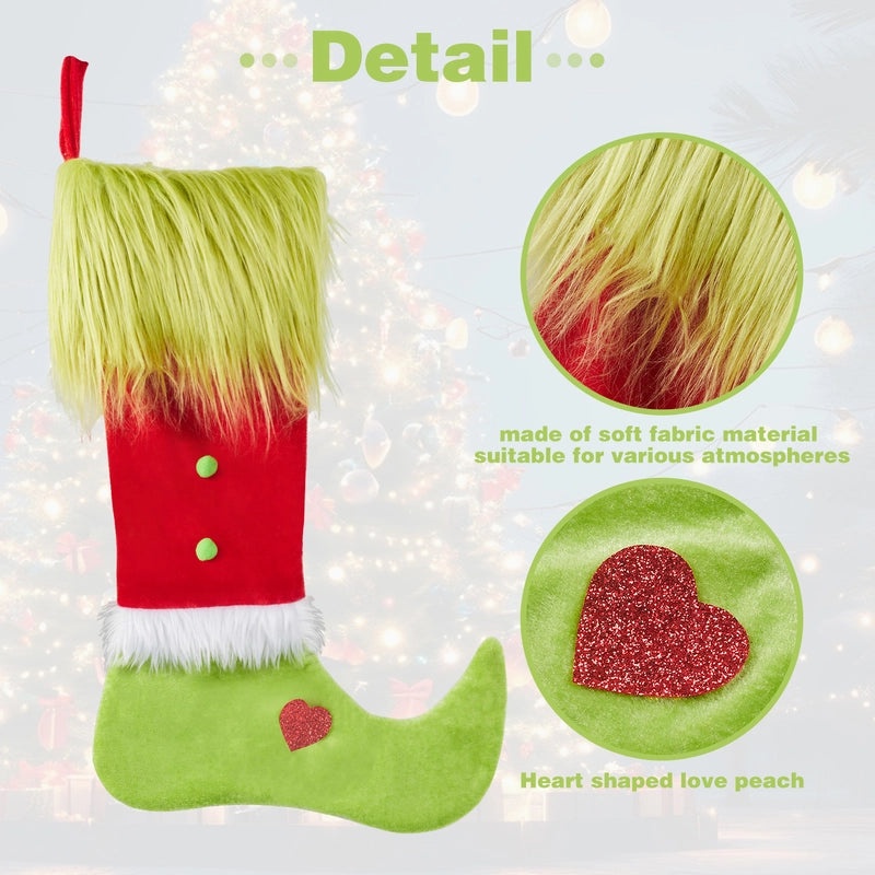 Christmas Heart-Shaped Holiday Socks Decoration Polyester Indoor Hanging Ornament|Christmas Decorations