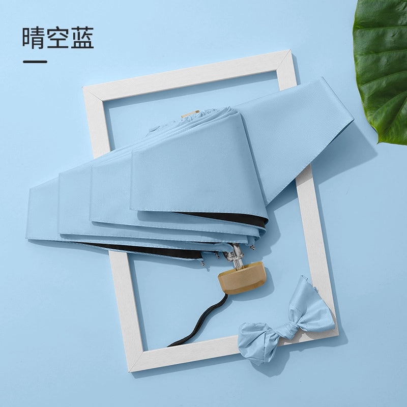 Ultra Lightweight Portable Mini Sun Umbrella with UV Protection, 6 Bones, Black Rubber Handle | Sun Protection Umbrellas