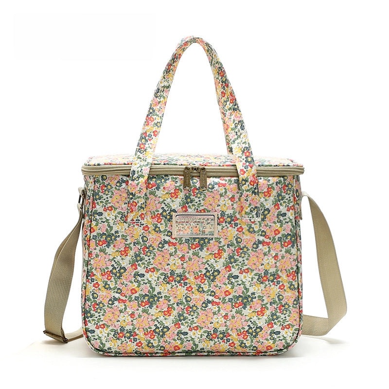 Sanneng Floral Insulated Lunch Bag Large Capacity Portable Aluminum Foil Cooler Bag for Students Outdoor Picnic|Lunch Bags & Coolers