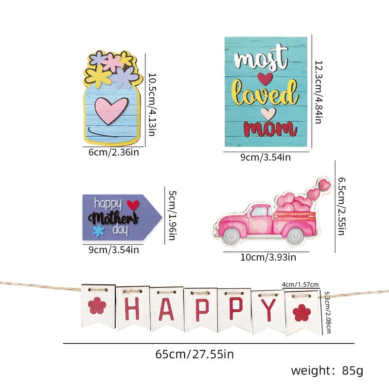 Mother's Day Heart Letter Wooden Family Gathering Festival Ornaments Party Decorations 1 Set|Home Decor & Party Supplies