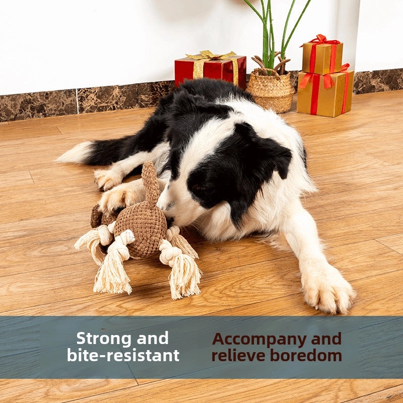 Durable Dog Plush Toy with Sound and Bite-Resistant Cotton Rope | Interactive Chew Toy for Large Dogs and Puppies | Pet Supplies|Pet Toys