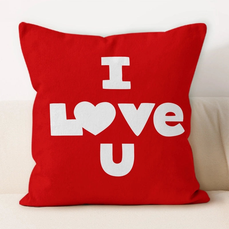Valentine's Day Minimalist Letter Plush Throw Pillow Cover for Couch and Sofa Decor | Home Decor & Pillows