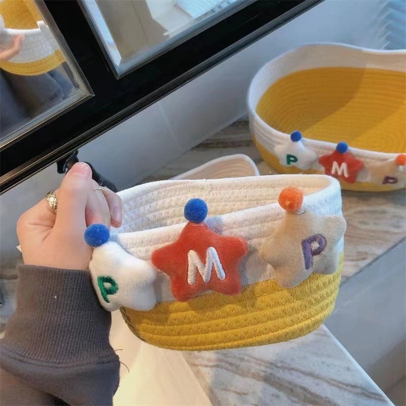 Adorable Cartoon Print Cotton Rope Storage Basket Organizer|Home Storage & Organization
