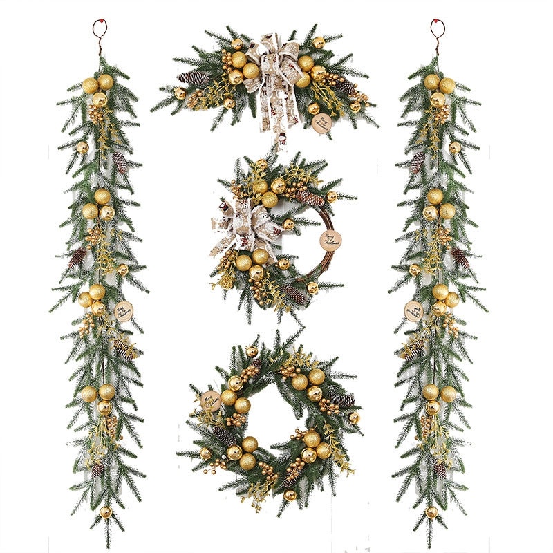 2022 New Christmas Golden Rattan Garland Door and Wall Hanging Decoration Fast Delivery|Home Decor & Holiday Decorations