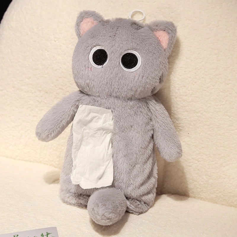 Big Eye Cat Plush Tissue Box Pencil Case Multifunctional Cosmetic Bag Hanging|Cosmetic Bags & Cases
