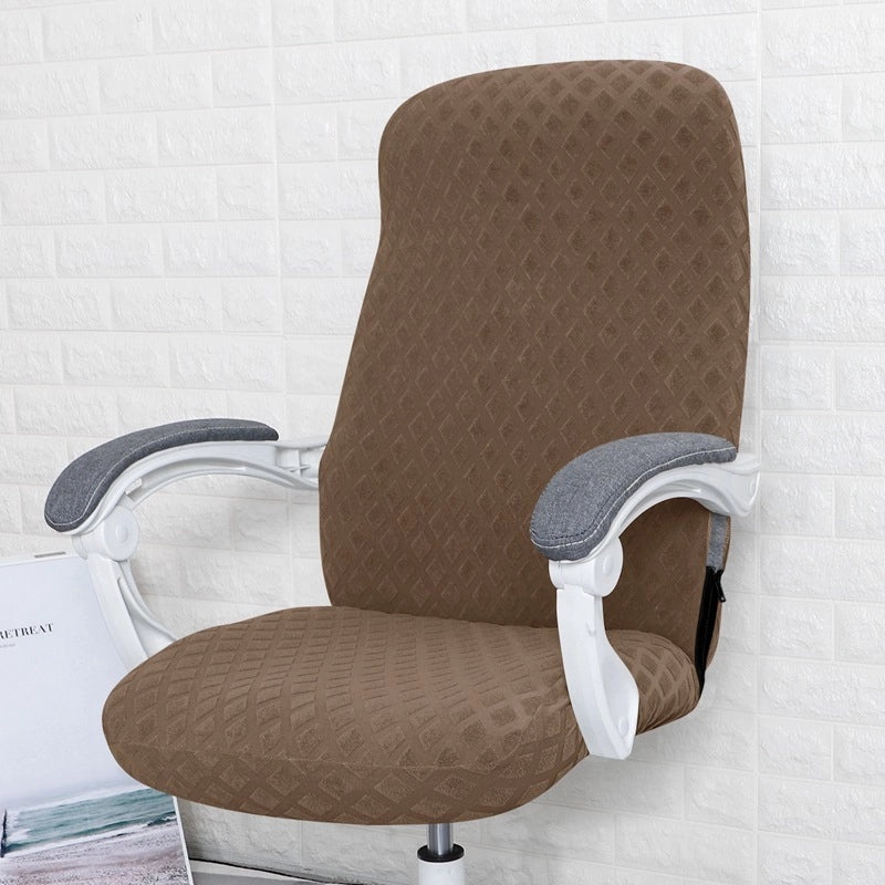 Knitted Jacquard Elastic Office Chair Cover with Pineapple Grid Pattern for Rotating Armrest Computer Chair|Office Furniture Accessories