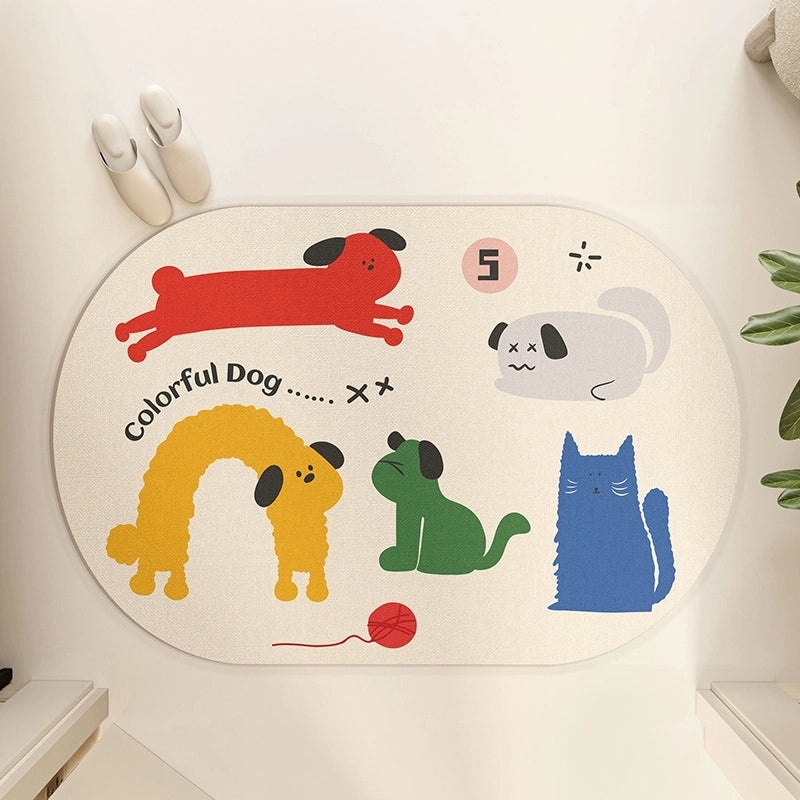 Cartoon Puppy Diatom Mud Absorbent Non-slip Quick-dry Bathroom Floor Mat|Home & Living Bathroom Accessories
