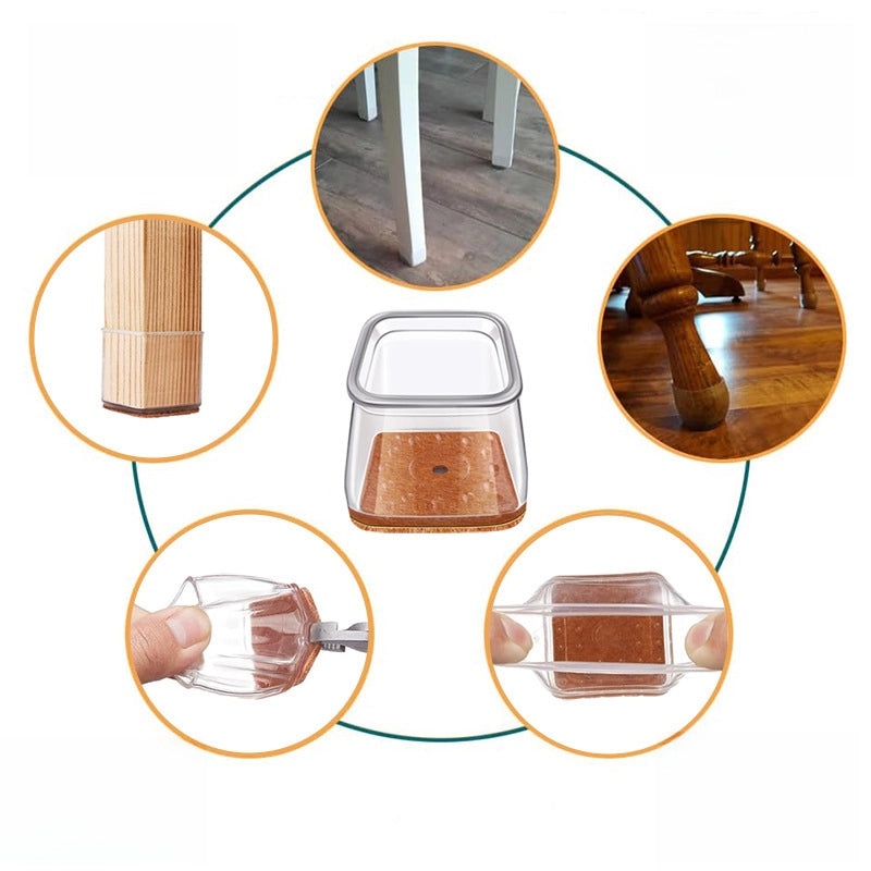Thickened Anti-slip Square Chair Leg Covers Protective Foot Pads for Tables and Stools Universal Silent Mat|Furniture Accessories