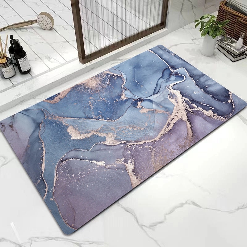 Diatom Mud Absorbent Bathroom Floor Mat Marble Design Large Non-Slip Door Mat | Home & Bath Accessories