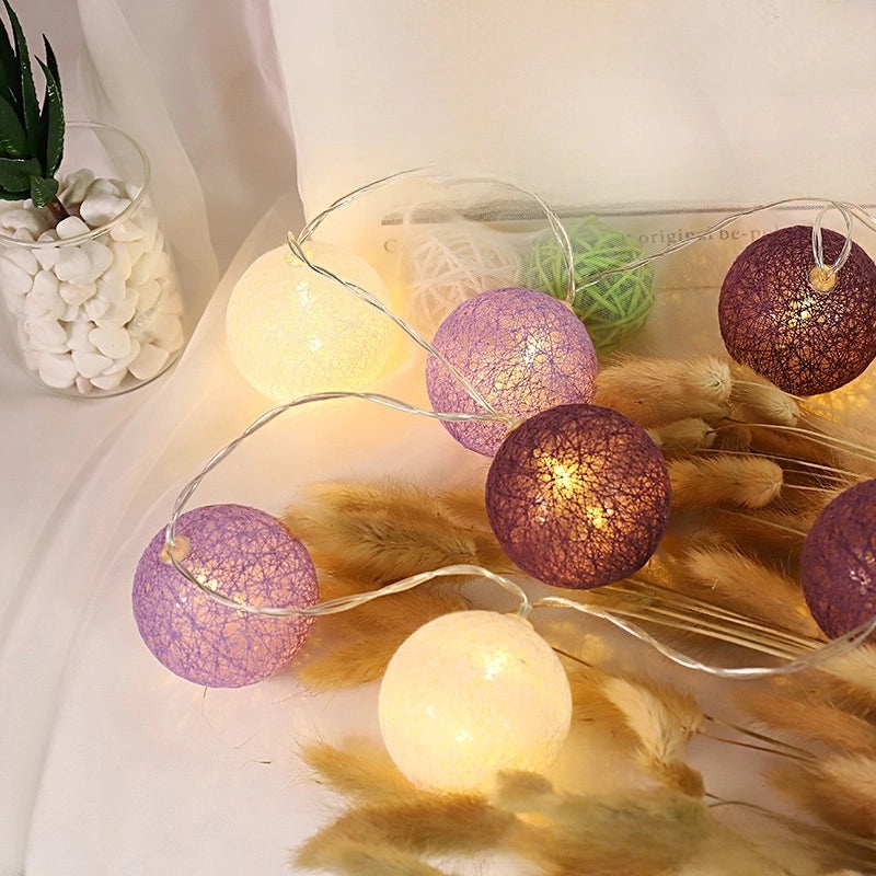 Cotton Ball LED String Lights for Kids Room Tent Party Wedding Decoration Creative Ambient Lighting|Home Decor Lighting