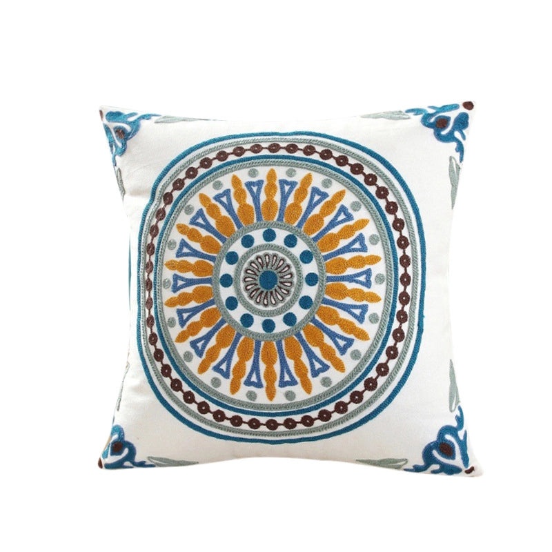 Embroidered Cotton Floral Cushion Cover Soft Decorative Pillow Case for Sofa Bedside Home Decor|Home Decor & Pillows