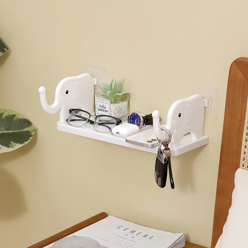 Elephant-themed Punch-free Wall Storage Rack for Kitchen Bathroom Study | Home Storage & Organization