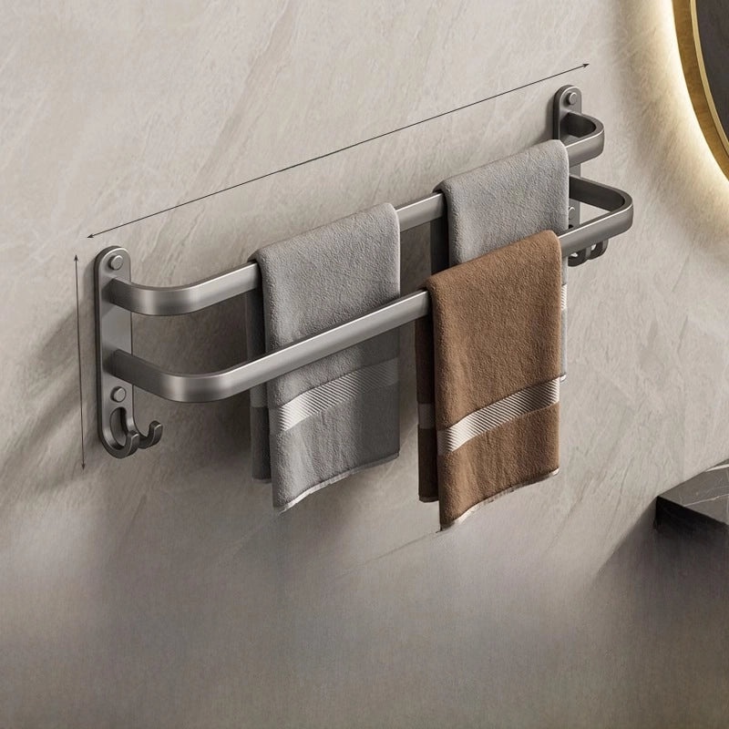 Gun Grey Wall-mounted Aluminum Towel Rack Non-drill Toilet Bathroom Hanging Storage Rod|Bathroom Storage & Organization
