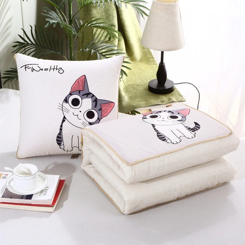 Custom Logo Pillow Quilt Dual-use Car Cushion & Sleeping Blanket Four-season Thin Blanket Gift Printing|汽车配件