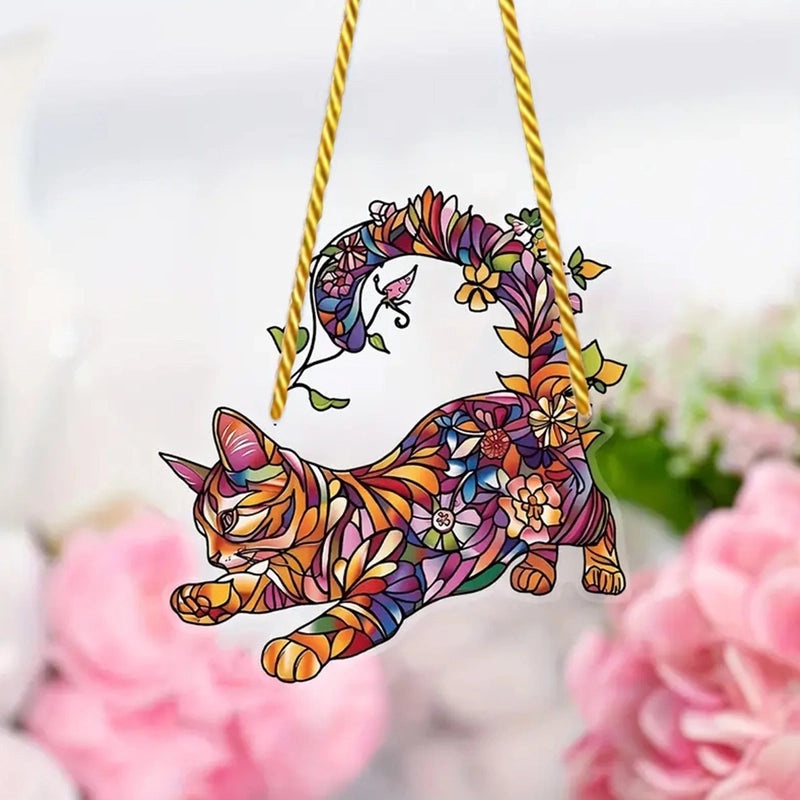 Cat Shaped Dyed Window Hanger for Indoor Outdoor Home and Garden Decoration | Home Decor Accessories