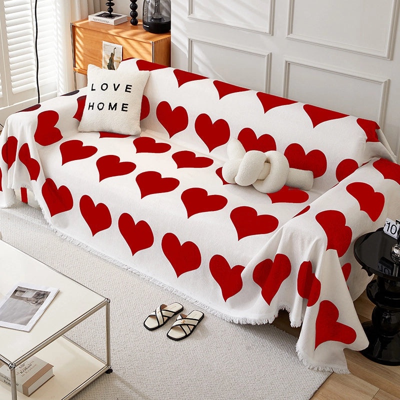 Cute Heart-Shaped Chenille Sofa Cover for Couch Decor | Home Decor & Furniture Accessories