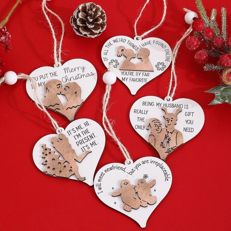 Romantic Heart-Shaped Wood Hanging Ornament for Christmas and Valentine’s Day Home Party Decor|Home Decor Ornaments