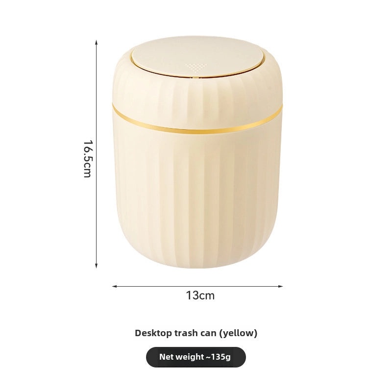 Modern Minimalist Push-Lid Small Desktop Trash Bin for Office Living Room Study | Home & Office Accessories