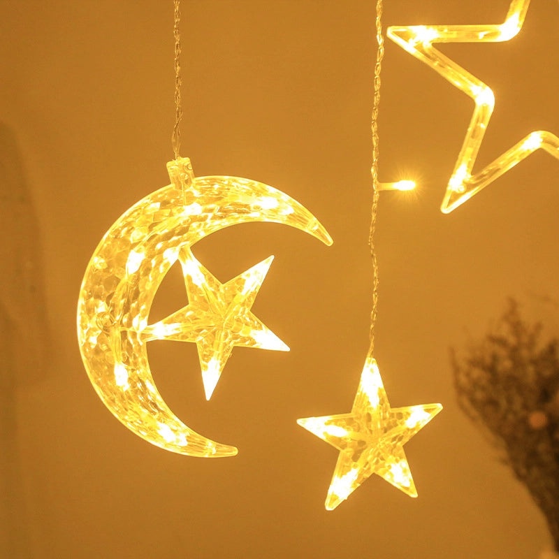 LED Star and Moon Night Light Curtain for Girls Bedroom Balcony Bay Window | Home Decor Lighting