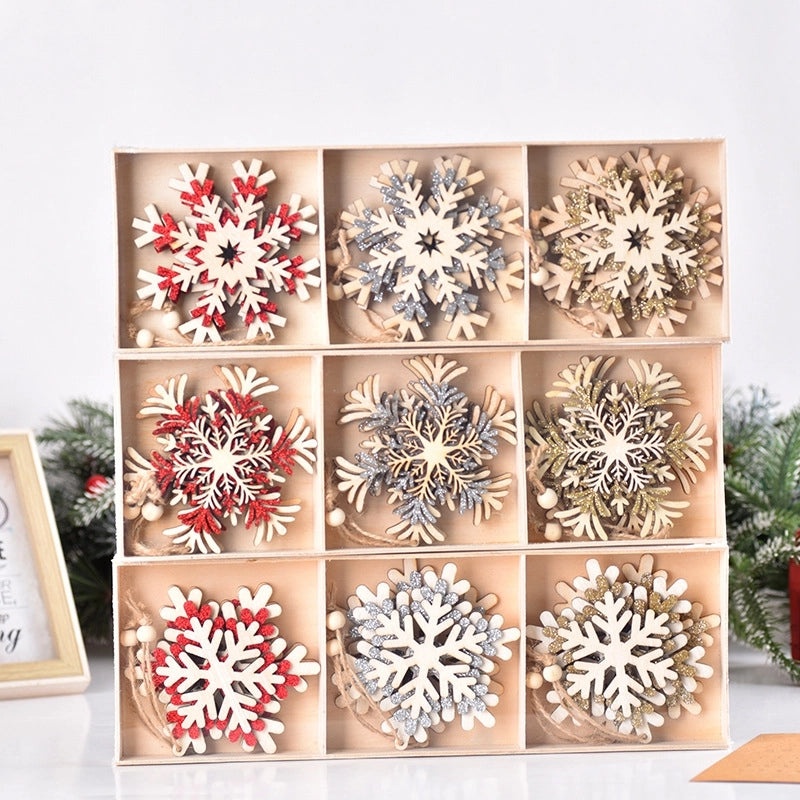 Festive Snowflake Wooden Hanging Ornaments for Christmas Party Decor|Christmas Decorations