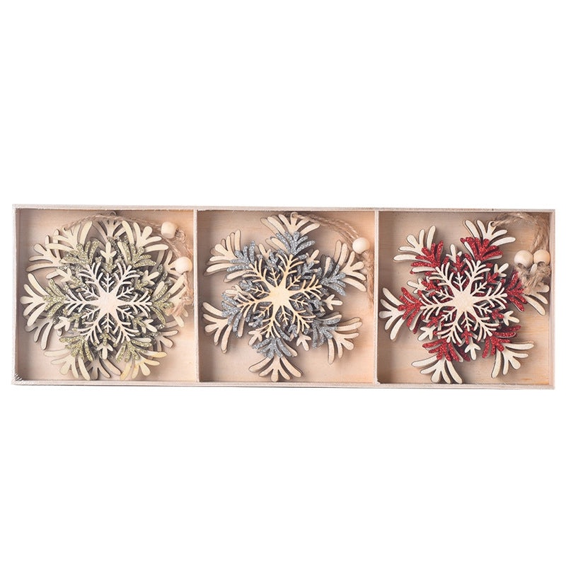 Festive Snowflake Wooden Hanging Ornaments for Christmas Party Decor|Christmas Decorations