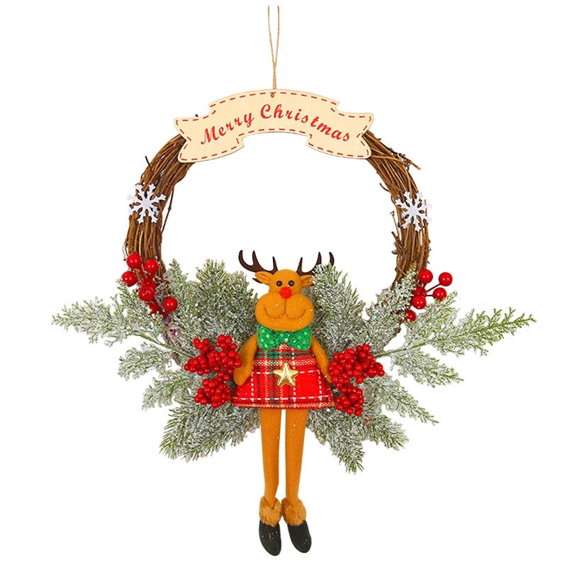 Christmas Hanging Ornaments Santa Snowman Elk Wood Cloth Decorations for Party|Christmas Decorations