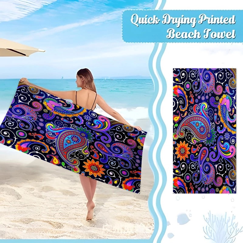 Geometric Patterned Superfine Fiber Beach Towel for Casual Use|Beach Towels & Accessories