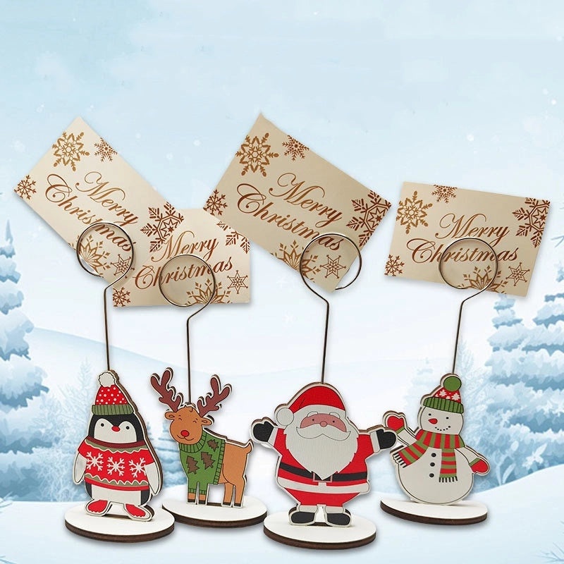 Christmas Penguin Santa Snowman Wooden Ornaments for Holiday Office and Home Table Decorations|Holiday Decorations