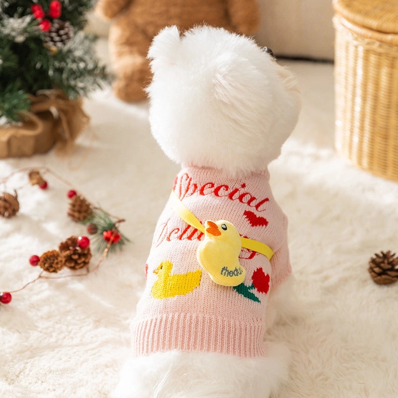 Cozy Christmas Color Block Pet Sweater with Soft Core Spun Yarn|Pet Clothing