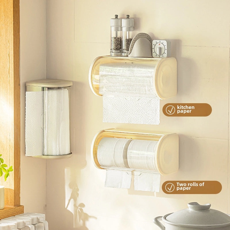 Wall-mounted Kitchen Tissue Holder with Lid Dustproof Toilet Paper Box for Home Bathroom|Home & Kitchen Storage