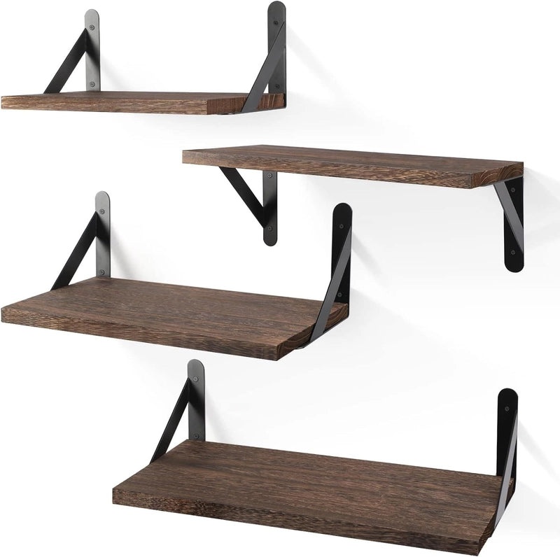 Rustic Solid Color Paulownia Wood and Iron Wall Mounted Storage Rack|Home Organization Storage