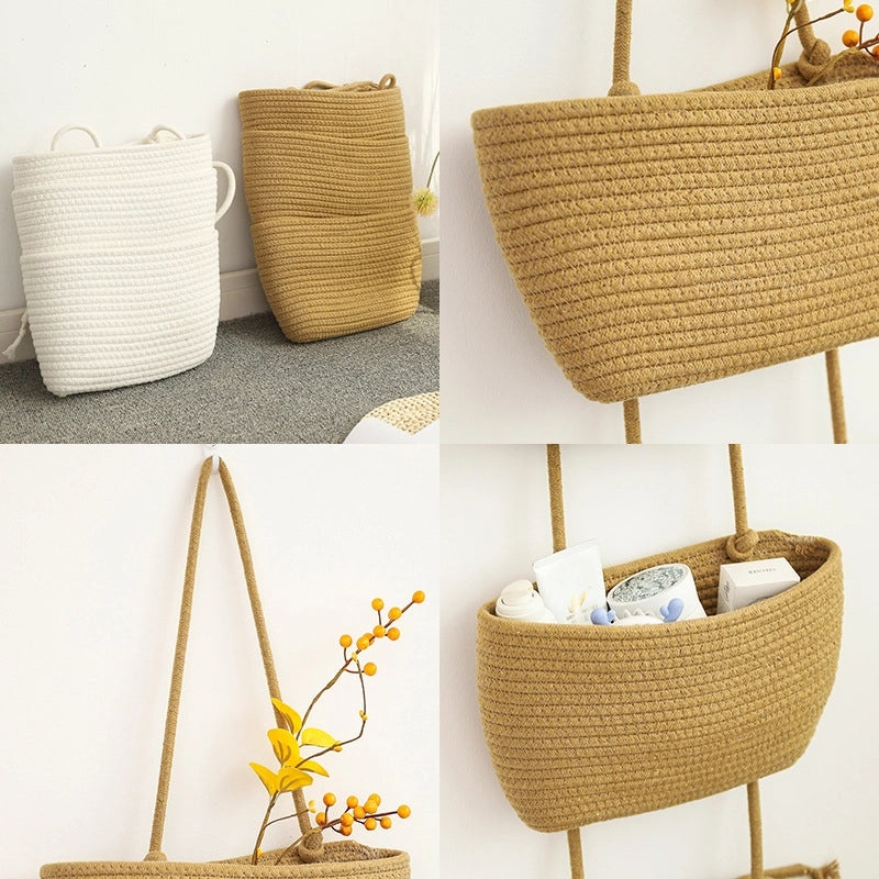 Three-Layer Cotton Thread Wall Hanging Basket for Storage and Home Decoration|Home Storage & Organization