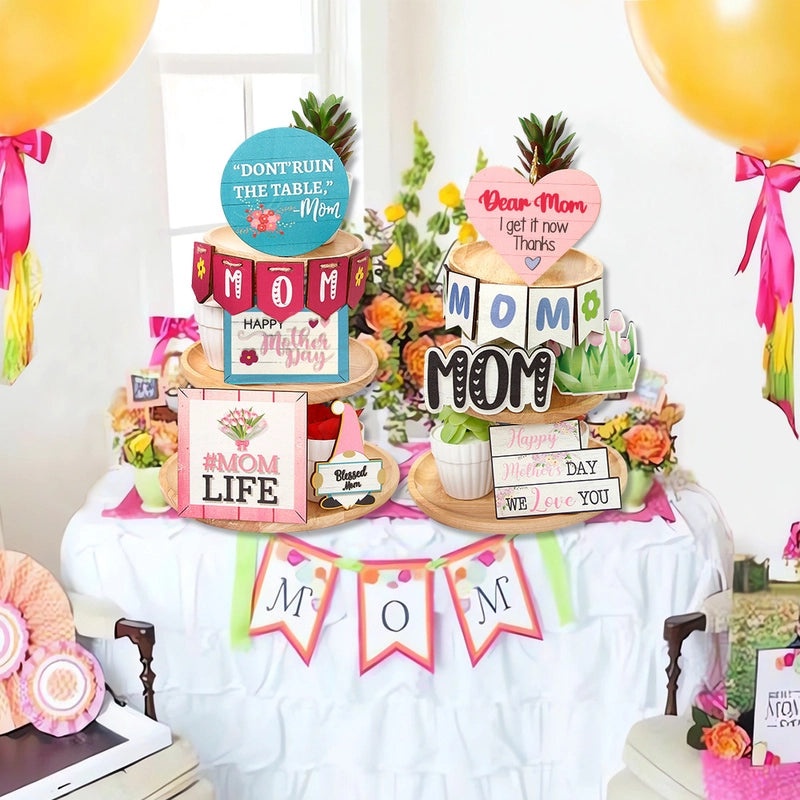 Mother's Day Heart Letter Wooden Family Gathering Festival Ornaments Party Decorations 1 Set|Home Decor & Party Supplies