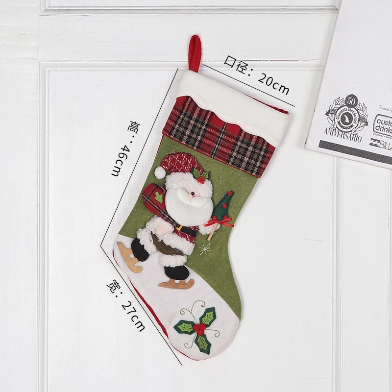 Christmas Stocking Gift Bag Large Santa Snowman Candy Holder Hanging Ornament | Christmas Decorations