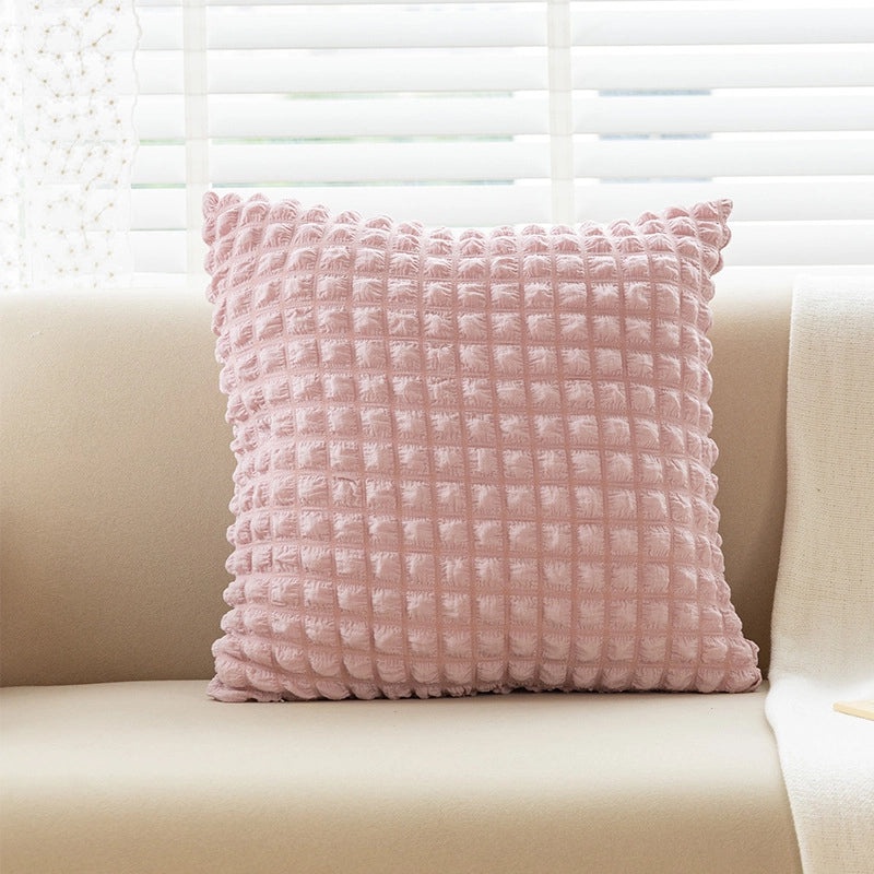 Cream Style Solid Color Elastic Puff Plaid Pillow Case for Sofa Bedside Cushion|Home Decor Pillows & Cushions