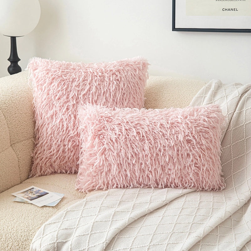 Soft Solid Color Plush Pillow Covers for Couch and Sofa | Home Decor Pillows