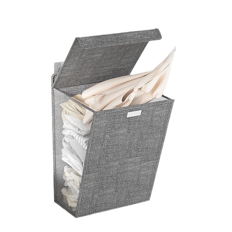 Foldable Fabric Laundry Basket Wall Mounted Waterproof Cotton Linen Dirty Clothes Storage|Home Organization & Storage