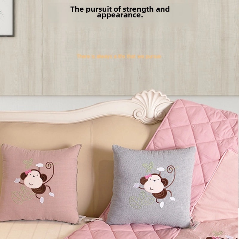 Cartoon House Pillow Quilt Multifunctional Dual-use Blanket and Pillow Two-in-One Soft Cozy Bedding|Home Textiles & Bedding