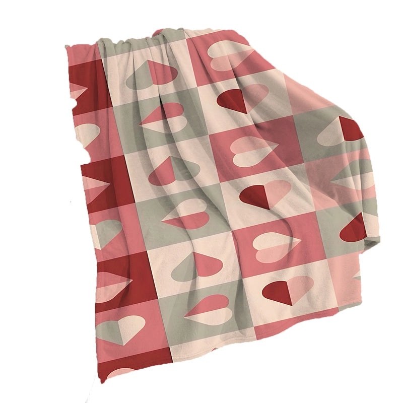 Valentine's Day Elegant Geometric Flannel Blanket Bedding with Chinoiserie Design | Home & Living Bedding