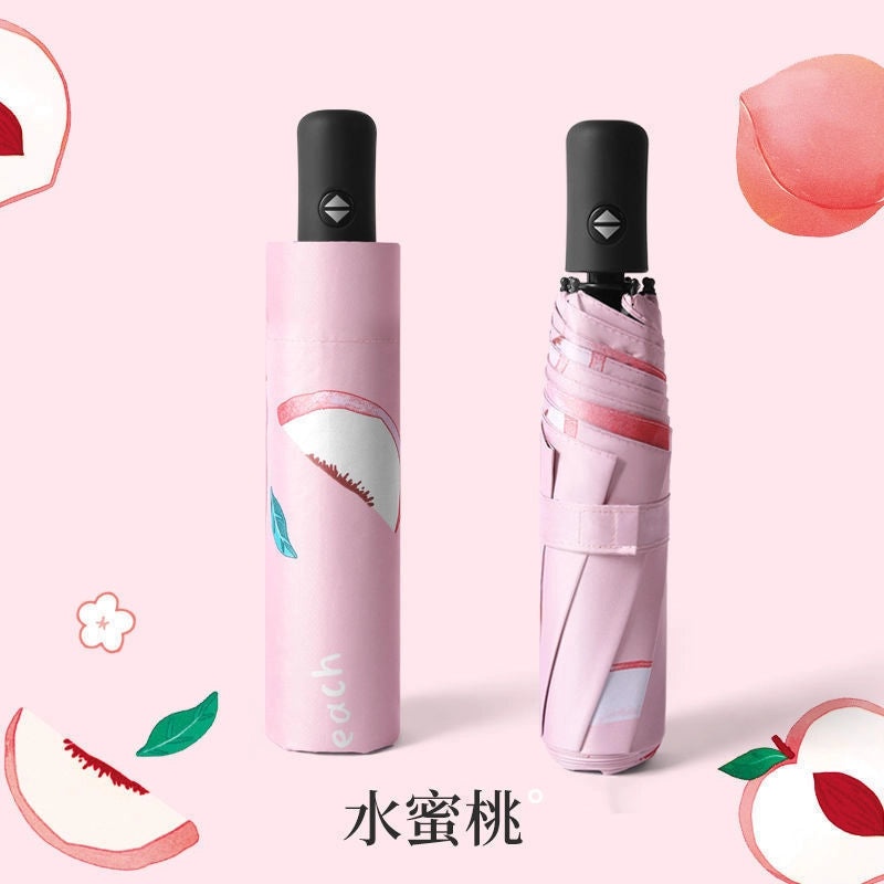Fruit Print Folding Umbrella for Women | Sunny and Rainy Use | UV Protection and Sunshade | Lightweight and Portable | Fashion Accessories