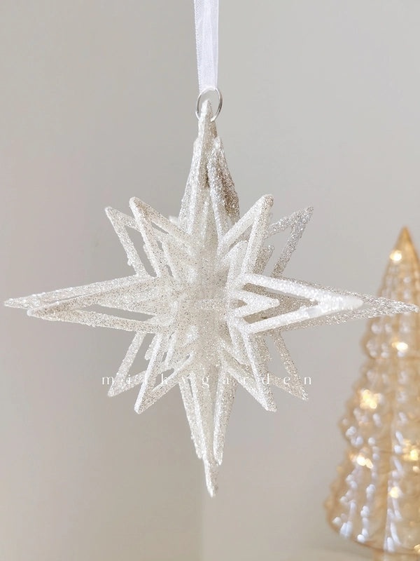 Milky Garden Glitter Christmas Tree Pendant Snowflake Star Angel Garland Hanging Ornament|Christmas Decorations