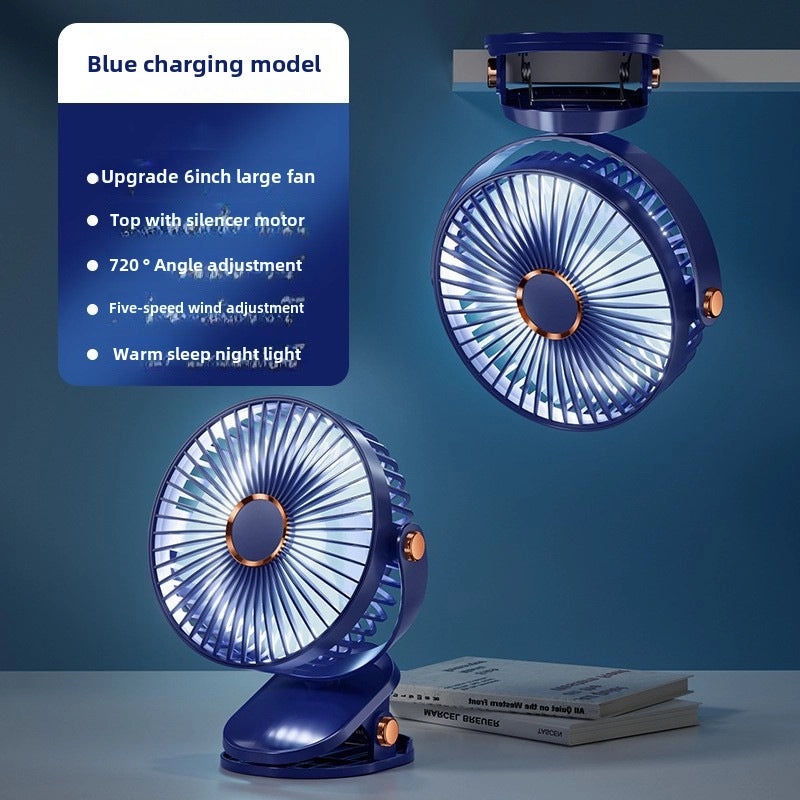 USB Rechargeable Mini Clip Fan Portable Silent Night Light Fan for Dormitory Students|Home & Living > Fans & Cooling