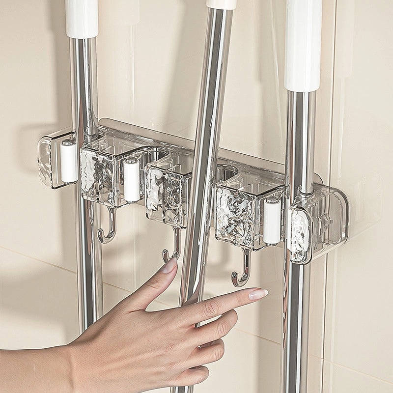 Yimijia Punch-Free Bathroom Mop Hook Holder Wall Mounted Storage Rack Mop Clip Organizer|Home Storage & Organization