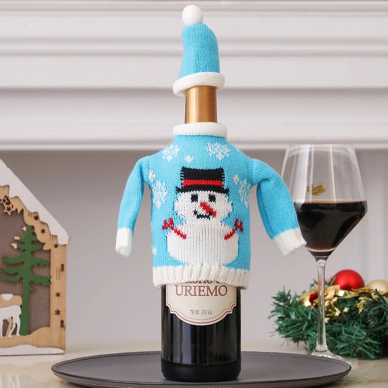 Christmas Cartoon Letter Acrylic Knitted Bottle Cover Indoor Festival Decoration|Home Decor & Holiday Accessories