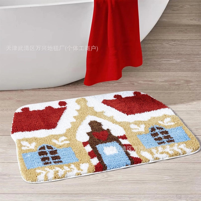 Festive Santa & Reindeer Cashmere-Feel Carpet Bedding for Christmas Vacation|Home Decor Bedding